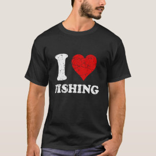 Versleten Grunge Versleten Stijl Ik Hou Van Vissen T-shirt