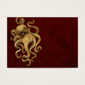 Versleten  Octopus Illustratie op Rood Visitekaartjes