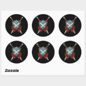 Versleten Schotse vlaggenschild en zwaarden met Ro Ronde Sticker (Vel)