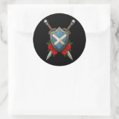 Versleten Schotse vlaggenschild en zwaarden met Ro Ronde Sticker (Tas)