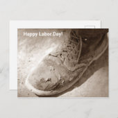 Versleten van de de laarsschoen van het Werk de Feestdagenkaart (Voorkant / Achterkant)