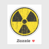 Versleten, verdrietige nucleaire stralingssymbool  sticker (Vel)