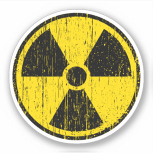 Versleten, verdrietige nucleaire stralingssymbool  sticker