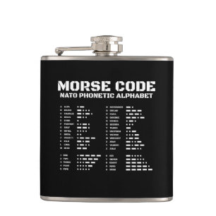 Versleutelde Berichten NAVO Morse Code Zwart & Wit Heupfles