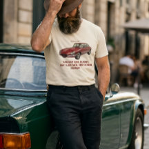 "Versnel je reis" Vintage rode klassieke auto