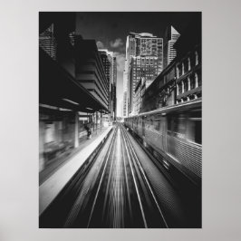 Versnelde treinbeweging Urban Skyline Poster