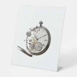 versplinterde tijd reclamebord met voetstuk