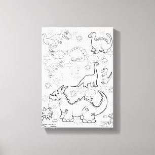 Verspreid Canvas Afdrukken Kleuren Dinosaurs