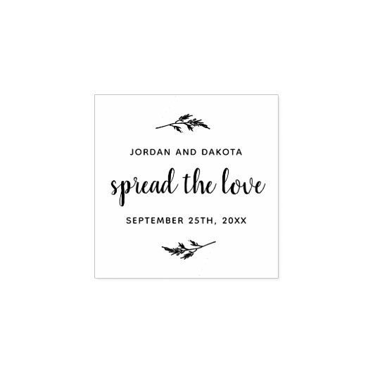 Verspreid de liefde | Aangepaste namen & datum bru Rubberstempel (Afrduk)