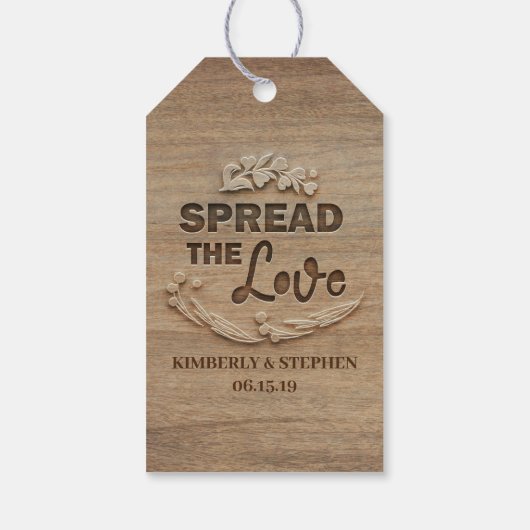 Verspreid de liefde bruiloft cadeaulabel (Achterkant)