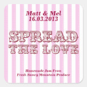 Verspreid de liefde gepersonaliseerde gunst Sticke Vierkante Sticker (Voorkant)