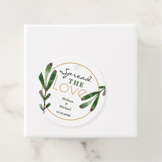Verspreid de liefde groen bruiloft dank u bedankjes labels (In situ)
