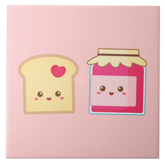 Verspreid de liefde met Cute Toast en Jam Tegeltje (Voorkant)