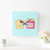 Verspreid de liefde met Cute Toast en Jam Vierkante Klok (Huis)