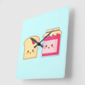 Verspreid de liefde met Cute Toast en Jam Vierkante Klok (Hoek)