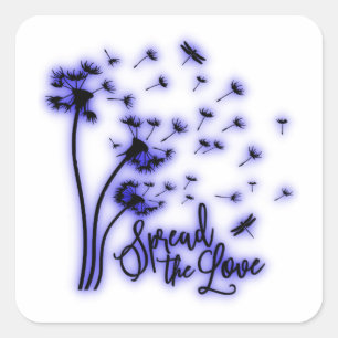 Verspreid de liefde Paardenbloemen en Libellen Vierkante Sticker