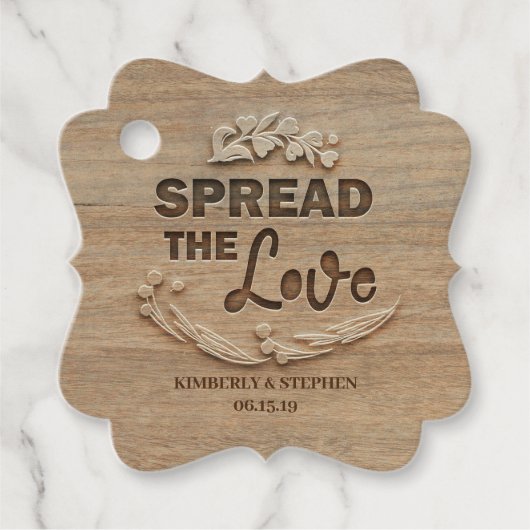 Verspreid de liefde rustieke bruiloft bedankjes labels (Voorkant)