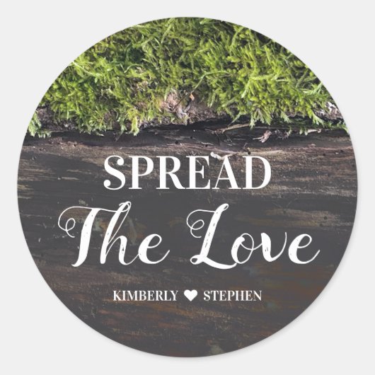Verspreid de liefde rustieke bruiloft gunst ronde sticker (Voorkant)