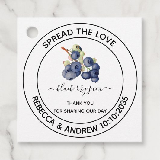 Verspreid de liefdesblauwe jam Wedding Bedankjes Labels (Voorkant)