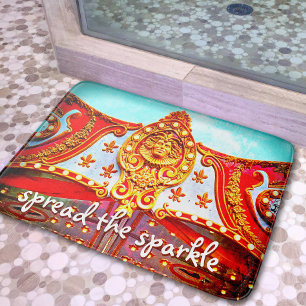 Verspreid de Sparkle Quote Red Gold Carrousel Face Badmat