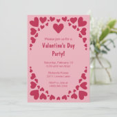 Verspreid Hart Doodles op Pink Valentijns's Party Kaart (Staand voorkant)