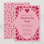 Verspreid Hart Doodles op Pink Valentijns's Party Kaart (Voorkant / Achterkant)