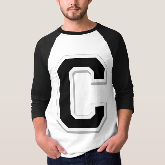 Verspreid het Initiaal Letter C Black Baseball shi T-shirt (Voorkant)