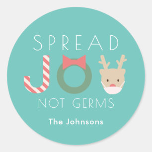 Verspreid JOY Rendiermasker Truquoise Blauw Ronde Sticker