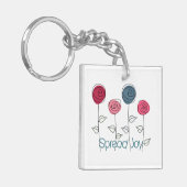 Verspreid Joy Roze Blauwe Bloemen Sleutelhanger (Voorkant Links)