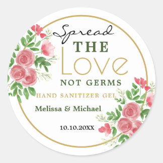 Verspreid Liefde Hand Sanitizer Bloemen Huwelijksg Ronde Sticker