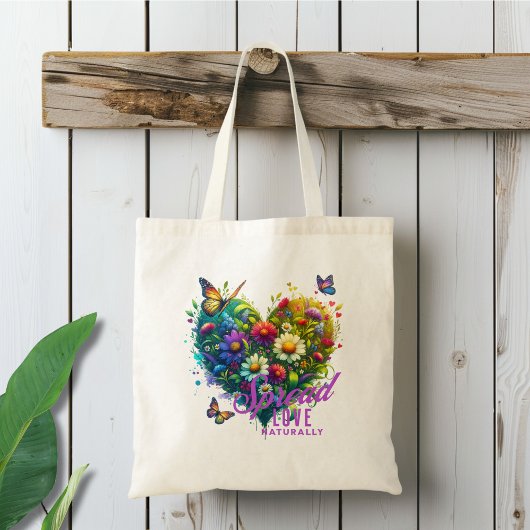 Verspreid Liefde Natuurlijk Bloemen Vlinderhart Tote Bag