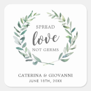 Verspreid Liefde Niet Kiemen Rustieke Groene Huwel Vierkante Sticker