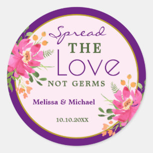 Verspreid Liefde Paarse Roze Bloemen Huwelijksguns Ronde Sticker