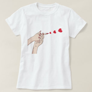 Verspreid Liefde, Vinger Hart Pistool Line Art T-shirt
