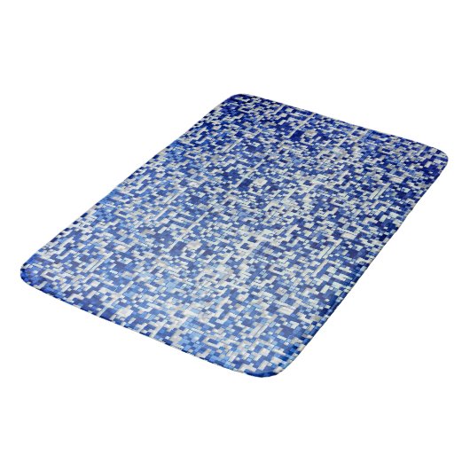 Verspreid veel kleine vierkantjes, schaduwen blauw badmat (Gekanteld)