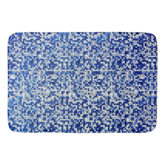 Verspreid veel kleine vierkantjes, schaduwen blauw badmat (Voorkant)