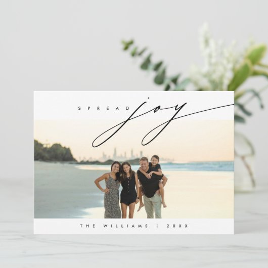 Verspreid vreugde, Kerstmis Familie Foto Overlay Feestdagenkaart (Staand voorkant)