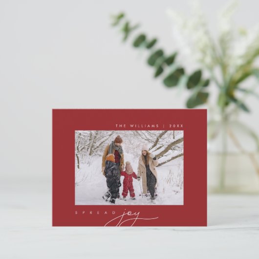 Verspreid vreugde, Vrolijke Kerstmisgroet, Familie Briefkaart (Staand voorkant)