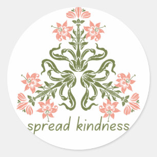 verspreid vriendelijkheid retro roze bloemen inspi ronde sticker