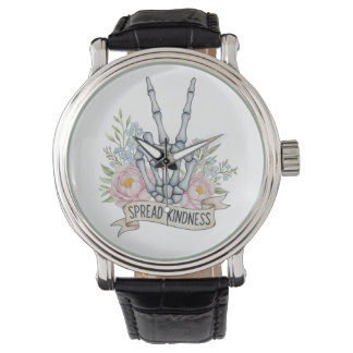 "Verspreid Vriendelijkheid" Skelet Vredesteken – W Horloge