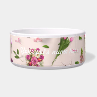 Verspreide bloemen Roze Voerbakje