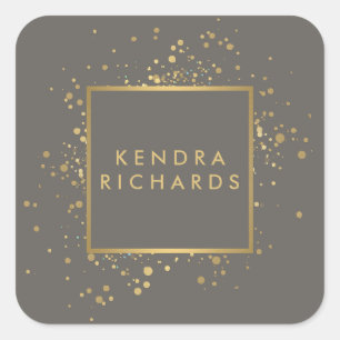 Verspreide Faux Gold Confetti op Modern Grey II Vierkante Sticker