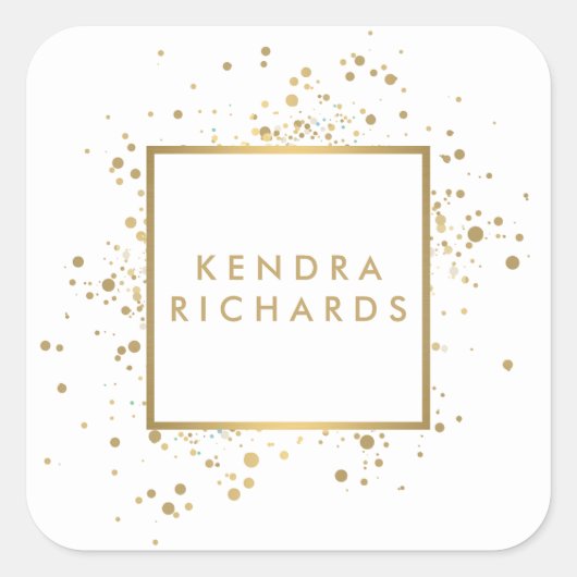 Verspreide Faux Gold Confetti op wit Vierkante Sticker (Voorkant)