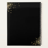 Verspreide Faux Gold Confetti op zwarte afspraak Planner (Achterkant)