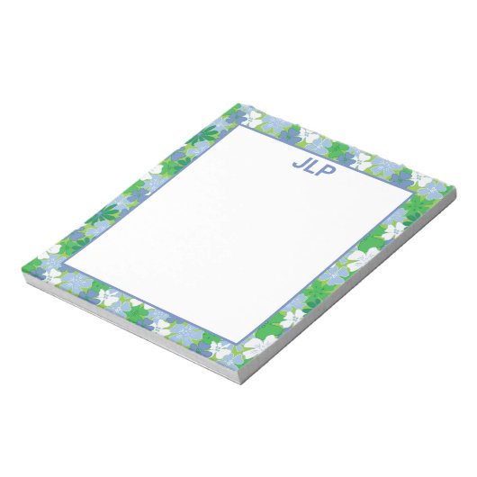 Verspreide Floral Blue- en Groene Blocnote (Gedraaid)