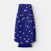 Verspreide gouden sterren op blauw flesjeskoeler (Voorkant)