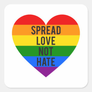 Verspreide liefde, geen haat, regenbooghart vierkante sticker