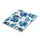 Verspreide perenafdrukken in Indigoblauw en wit Tegeltje (Zijkant)