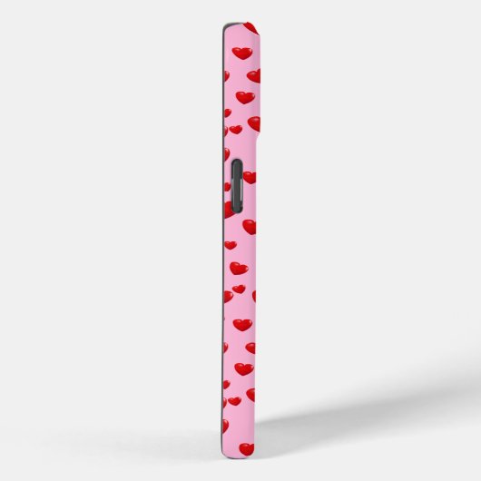 Verspreide rode harten op roze Case-Mate iPhone case (Achterkant / Rechts)