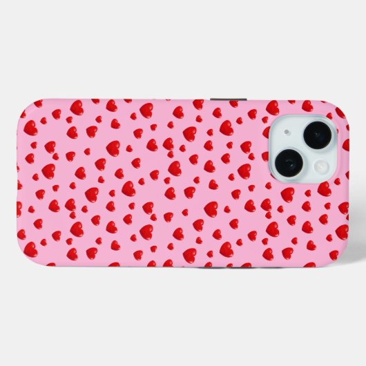 Verspreide rode harten op roze Case-Mate iPhone case (Achterkant (horizontaal))